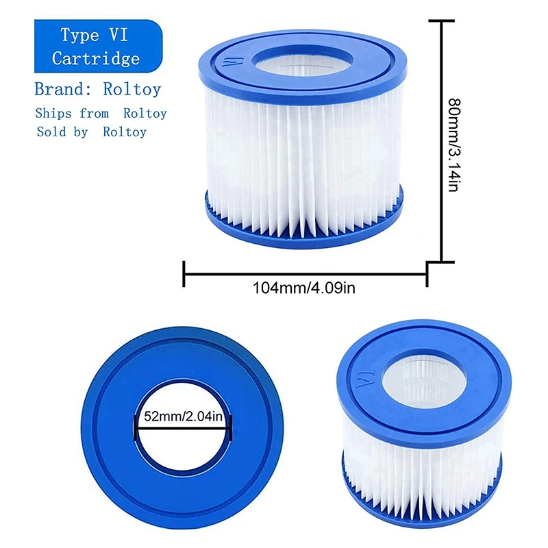 Bestway-filtro de piscina para Spa, bomba de filtro de cartucho tipo VI, filtros de ba&ntilde;era de hidromasaje, filtro Coleman SaluSpa, 8 Uds.-3