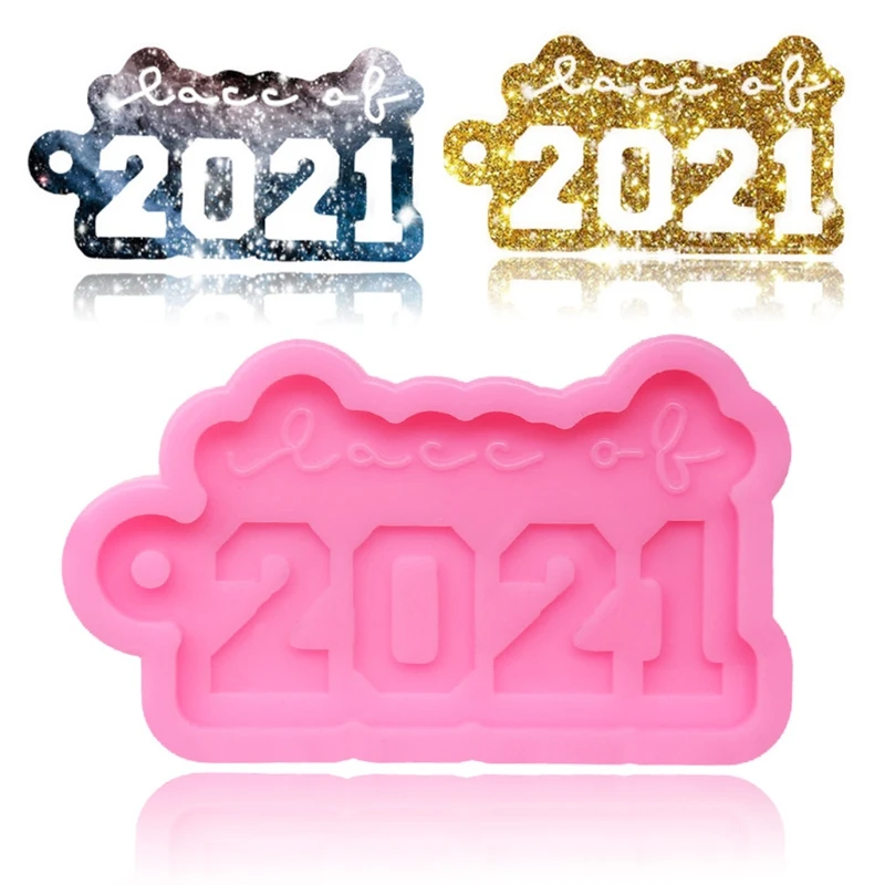 

DIY Glossy 2021 Keychain Epoxy Resin Mold Charm Jewelry Earrings Silicone Mould P9YF