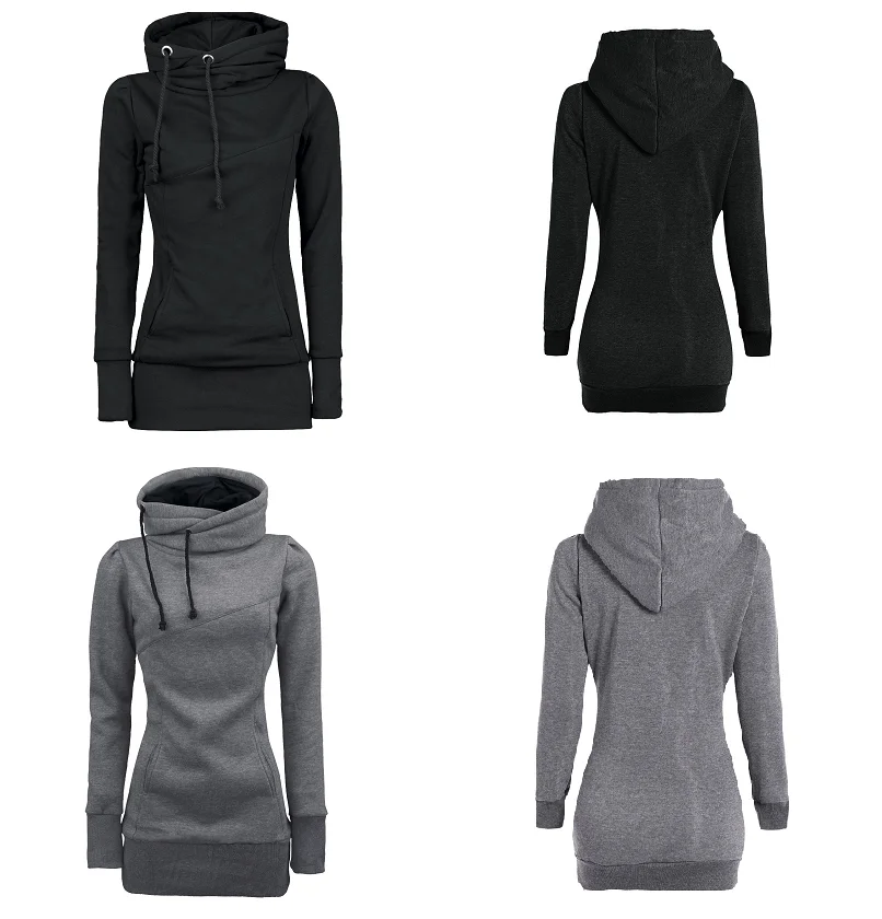 

Fashion Women High-Neck Loose Pullover Women's Windbreaker Long Sleeve Blouse Feminine Coat c819