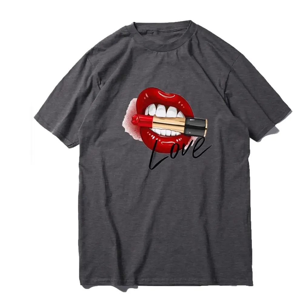 Sexy Black Tees Kiss Lip Funny Print Women's T Shirt Cooton Street Tops Harajuku Tees T Shirts Rife Tops Shirt Men's Customized