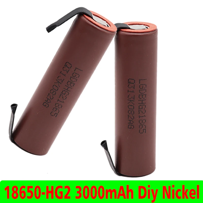 Новая батарея 18650 HG2 3000mAh с полосками спаянные батареи для отверток 30A высокий ток+ DIY никель inr18650 hg2
