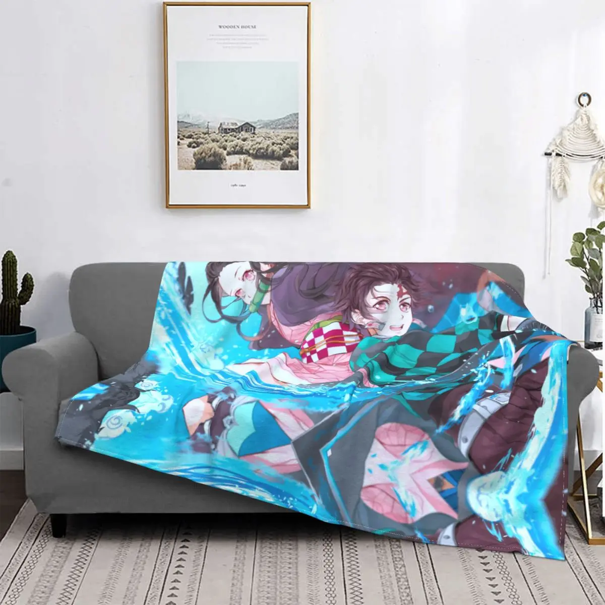 

Manta de franela de Demon Slayer, manta de Kimetsu No Yaiba, Kamado, Nezuko, Kamado, Tanjirou