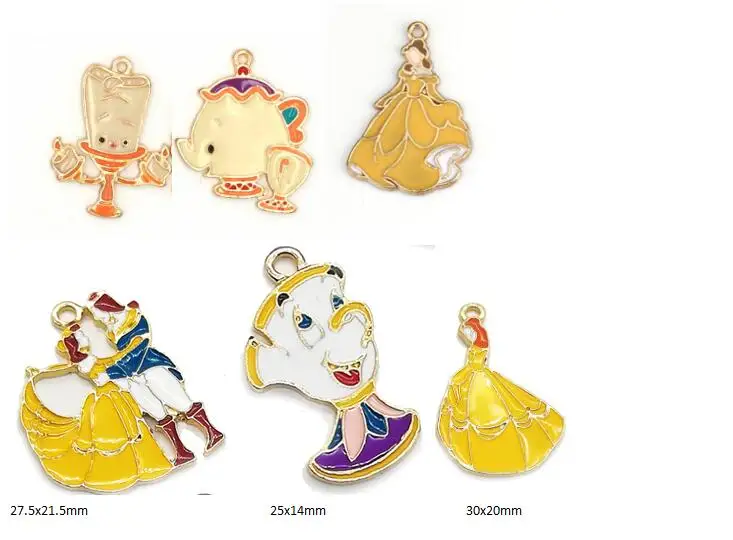 10 шт цвет девушка ожерелье из мультфильма эмалированные бусины кулон