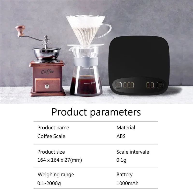 

Coffee Scale Smart Digital Scale Pour Coffee Electronic Drip Kitchen Scale Coffee Scale with Timer 2kg /0.1g