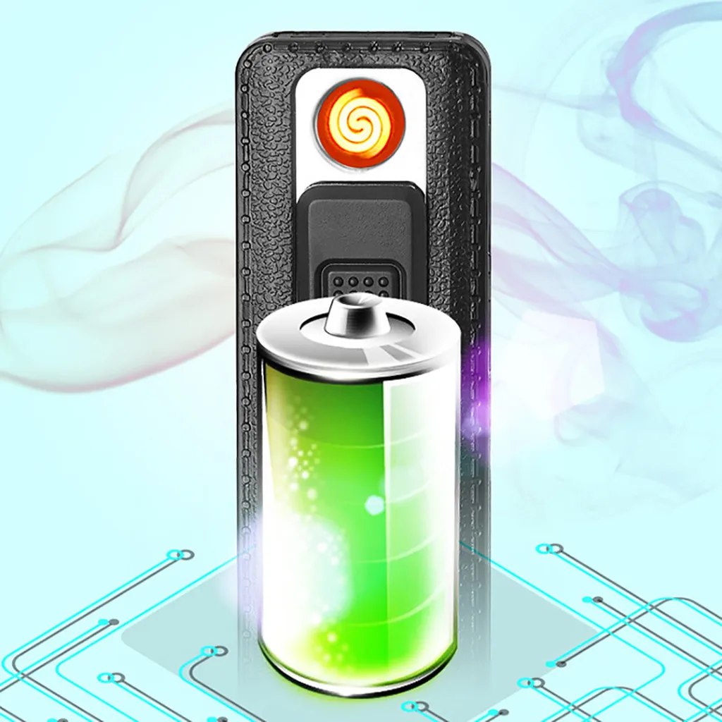Плазменная беспламенная зажигалка с usb зарядкой АБС пластик тонкая простая