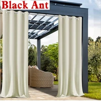 outdoor waterproof curtain blackout finished for balcony heat insulation solid color sheer curtains veranda drapes x jd1052