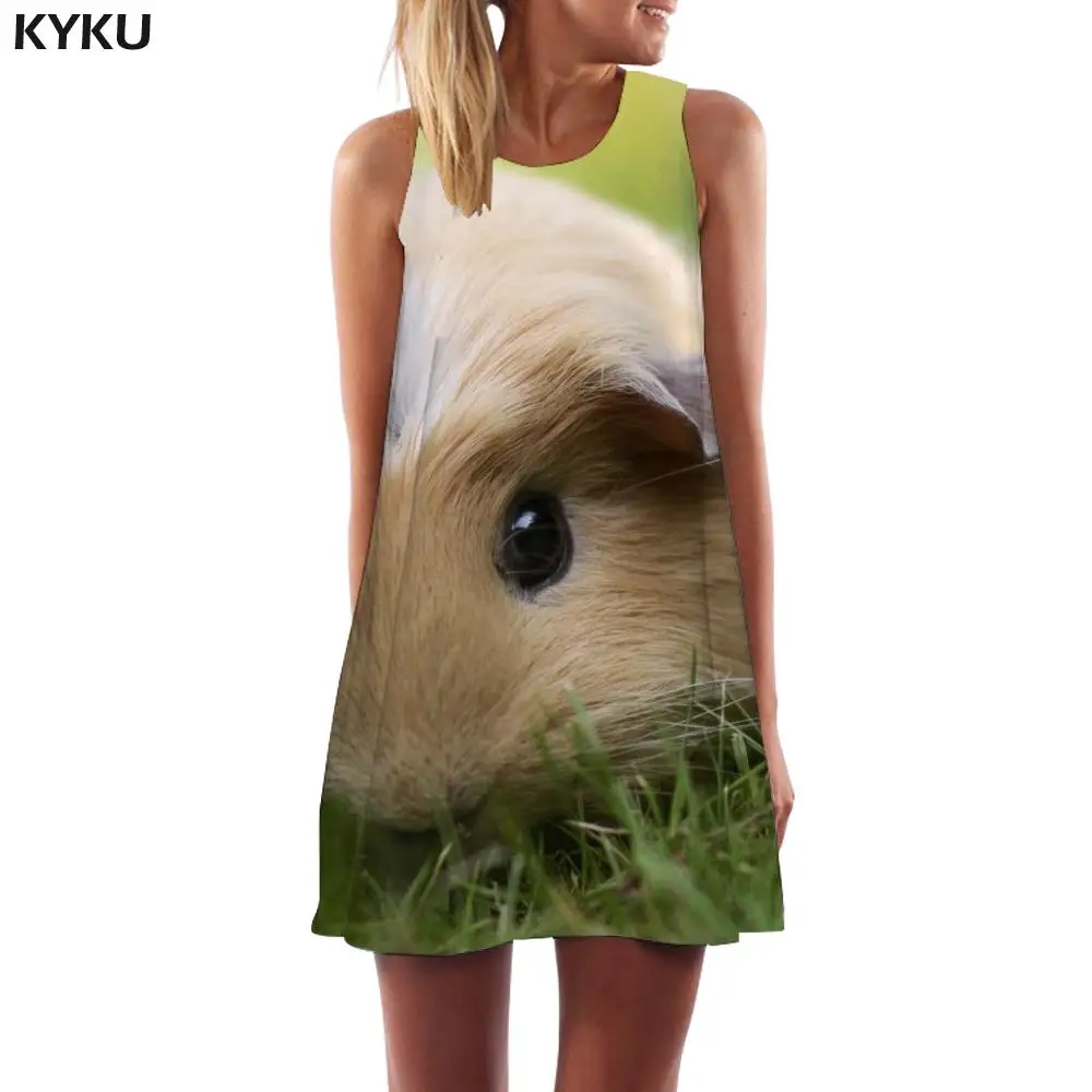 

Женское платье с принтом мыши KYKU, Повседневная Туника без рукавов в Корейском стиле, большие размеры,