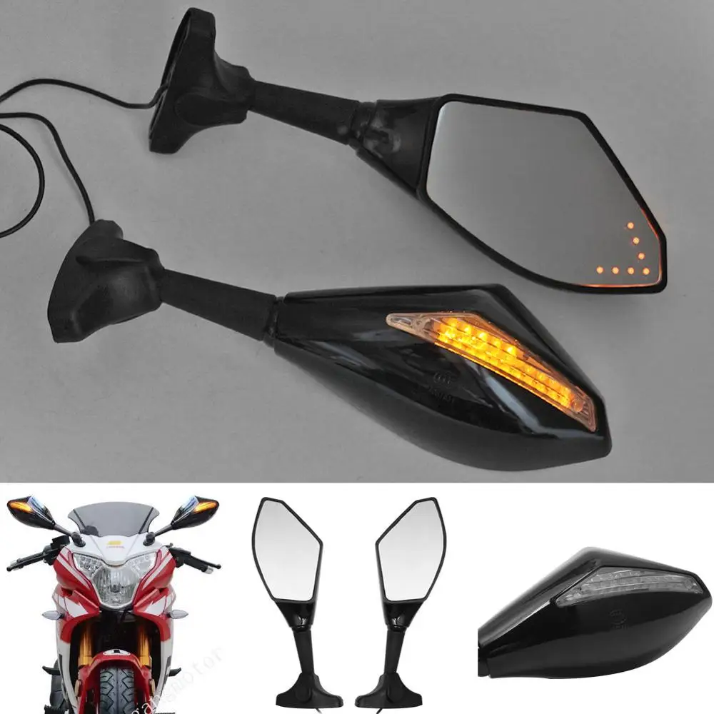 Мотоциклетные черные СВЕТОДИОДНЫЕ указатели поворота Cafe Racer боковые зеркала