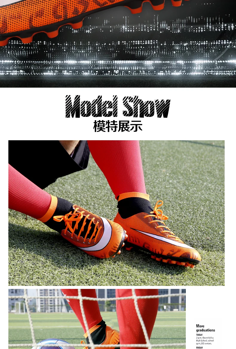 HoYeeLin Indoor Black Men Soccer Shoes Kids Cleats Training Football Boots High Ankle Sport Sneakers Size 35-45 Dropshippin