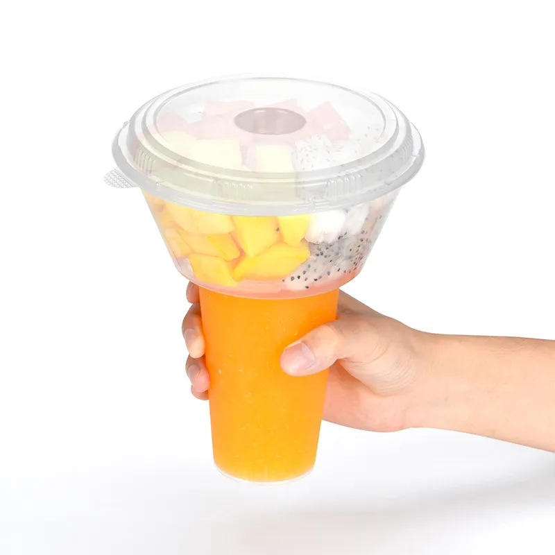 

50pcs Creative party birthday cinema favor salad popcorn juice coffee milk tea cup transparent cold drink plastic cup with lid