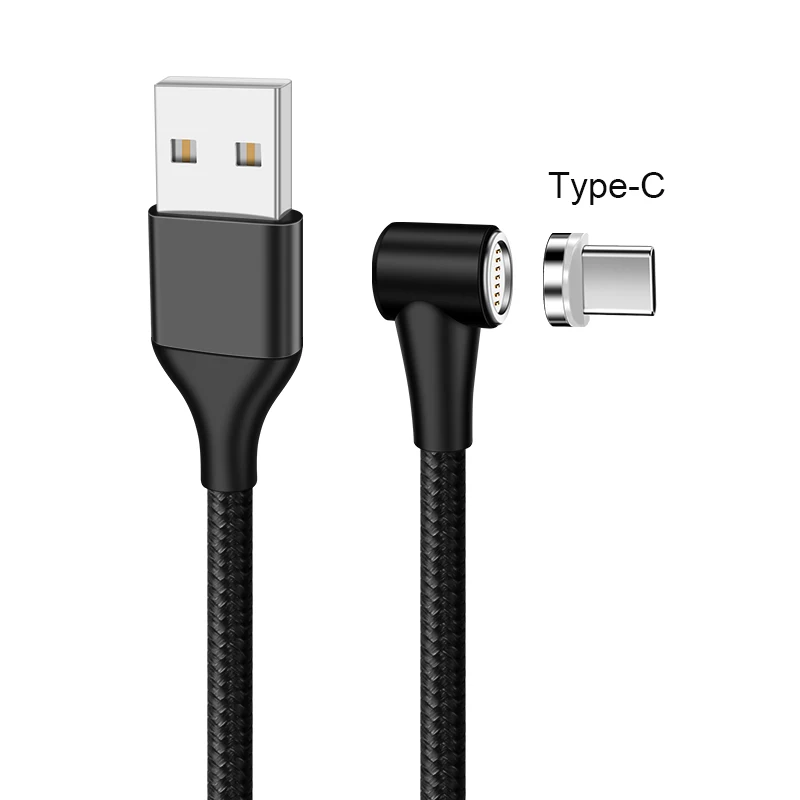 Магнитный Micro USB кабель для iPhone 11 Pro Max провод для быстрой зарядки usb type C L изгиб магнит провод мобильного телефона для samsung 3.0A - Цвет: Black Type C Cable