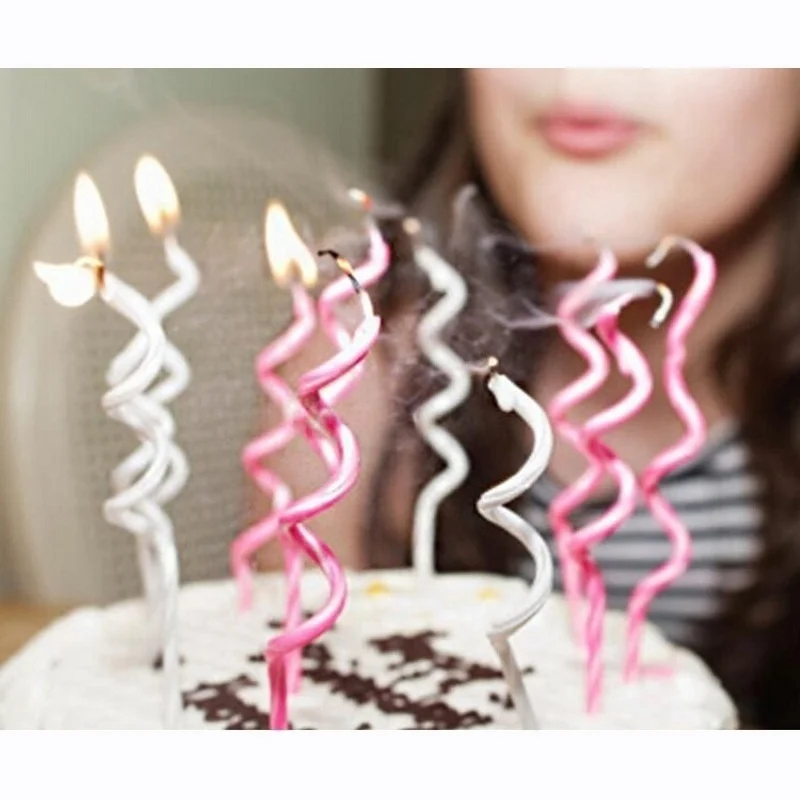 8 шт креативные Красочные Кривые торты на день рождения спиральные свечи дети
