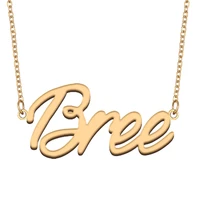 bree name necklace for women stainless steel jewelry 18k gold plated nameplate pendant femme mother girlfriend gift