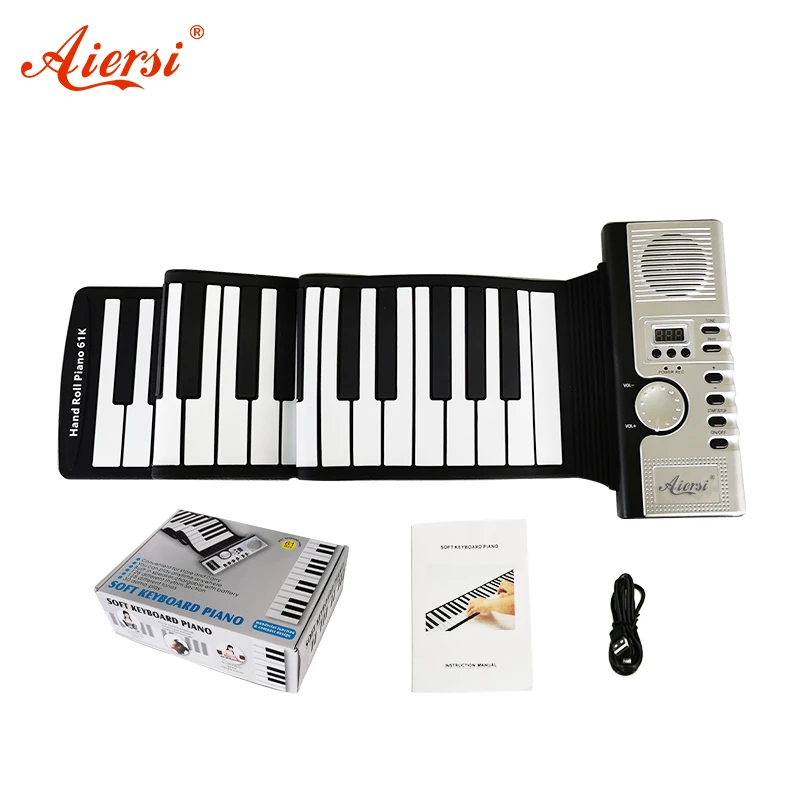 

Aiersi Portable Foldable Roll Up MIDI Flexible Piano 49 61 88 Keys Silicone Soft Keyboard Electronic Organ musical gifts for kid