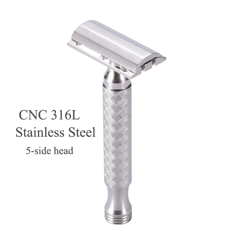 CNC 316L stainless Steel Double Edge Safety Razor 5 Sides Head