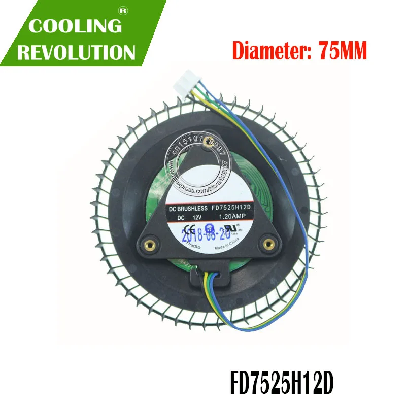 Новый вентилятор видеокарты FD7525H12D DC12V 1.20AMP 4PIN для ASUS TURBO RTX 2060 2070 2080 2060S 2070S 2080TI|laptop cpu
