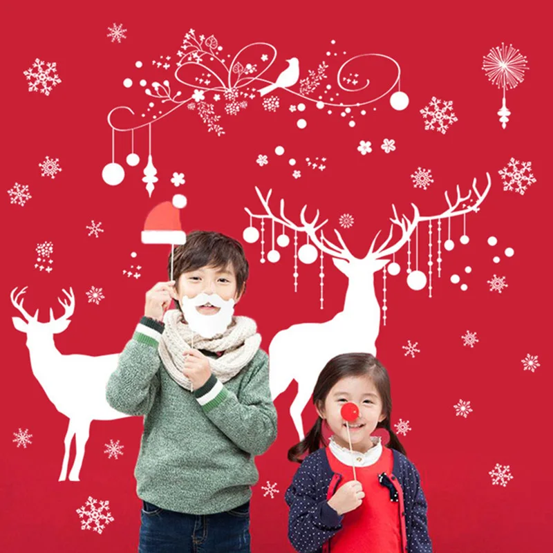 Снежинки Снеговик рождественские окна правилены наклейки Рождественские