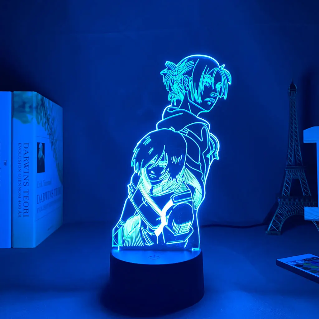 

3D Lamp Anime Attack on Titan Annie Leonhart Light for Bedroom Decoration Kids Gift Attack on Titan LED Night Light Mikasa