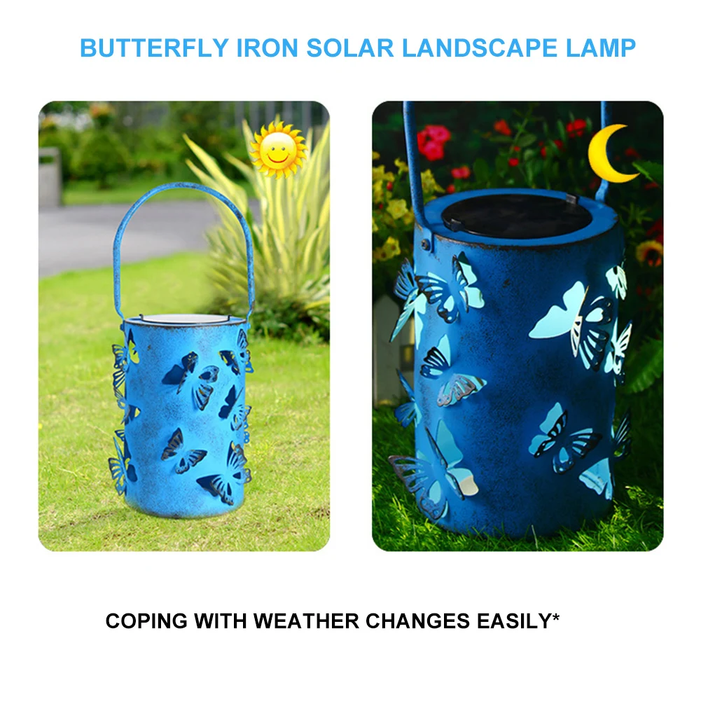 

Железные светодиодсветодиодный полые фонари, Проекционные Огни 6000-7000k, уличные подвесные лампы на солнечной батарее, декор для сада, двора