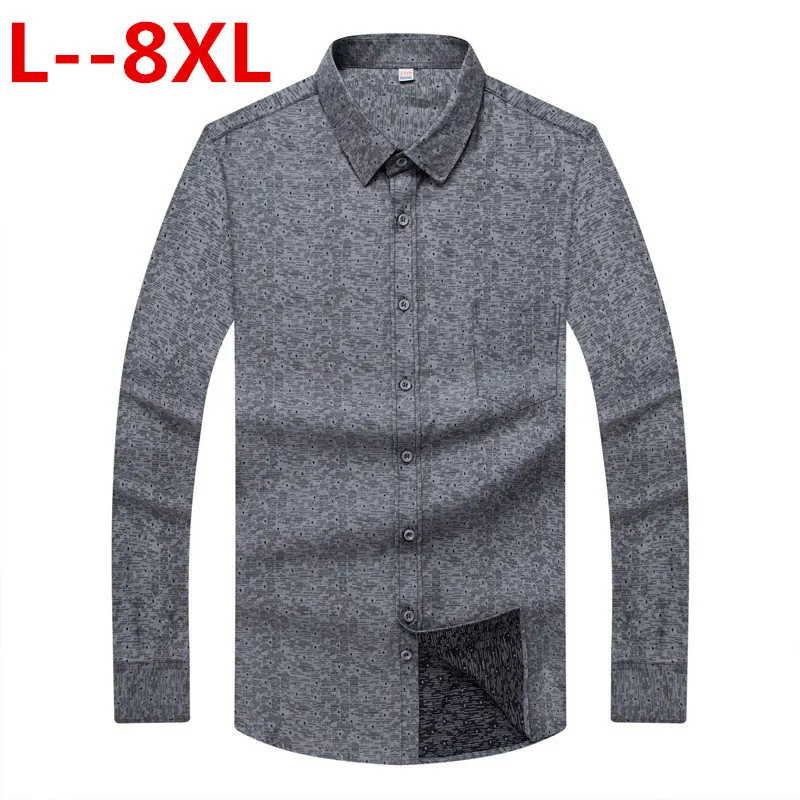 Рубашка 8XL 7XL мужская Геометрическая Повседневная брендовая одежда мужские