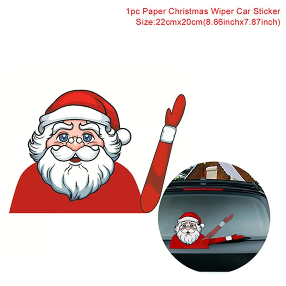 Car wipers sticker Рождественская гирлянда, наклейки на окна, настенные рождественские украшения для дома, Рождественский Декор, Санта Клаус, счастливый год - Цвет: Car wipers sticker