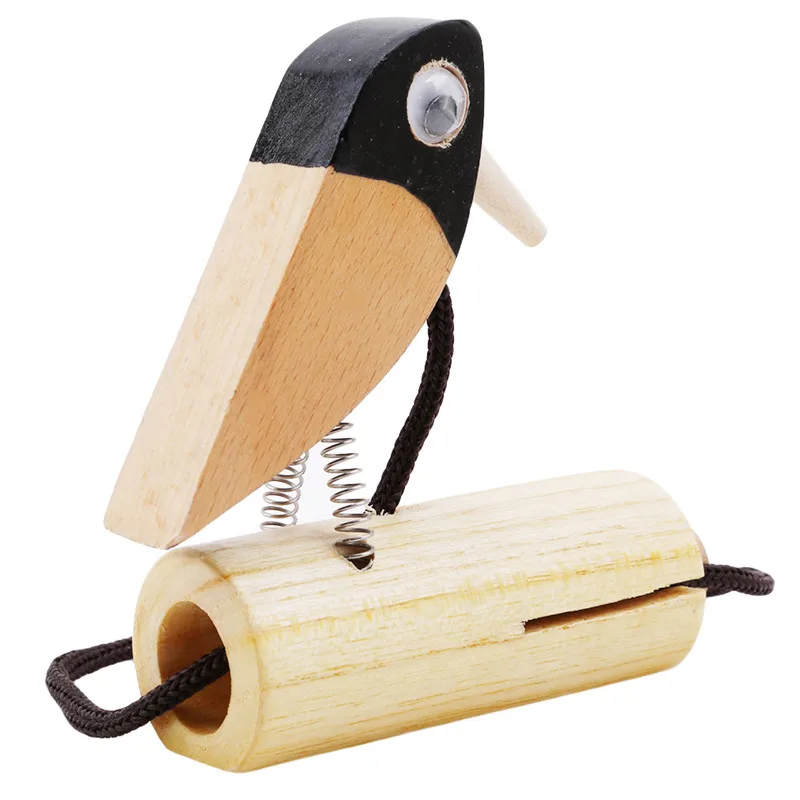 

1pc Children Kids Natural Wooden Traditional Bird Rattles Clappers Castanets Early Musical Education Instrument