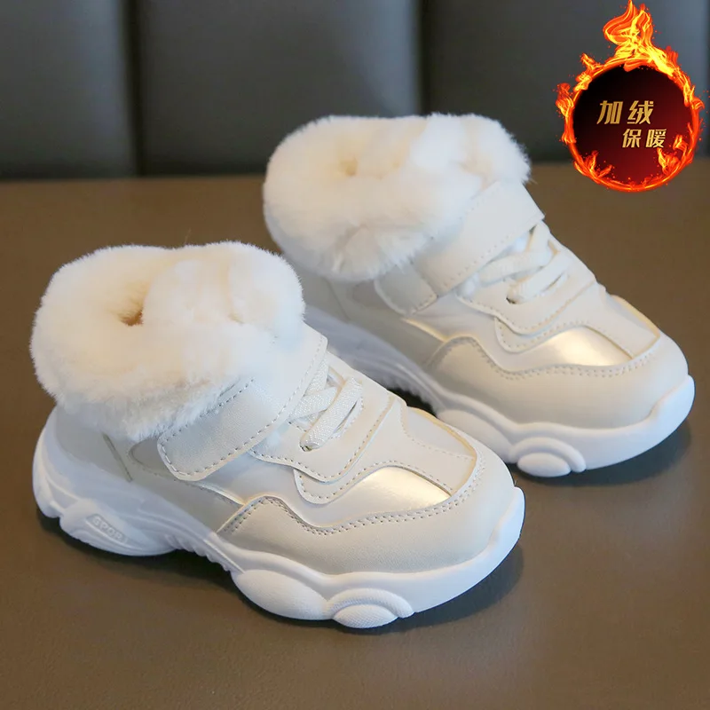 

Новинка, детские зимние ботинки, зимняя детская повседневная обувь, кроссовки для девочек, теплые ботинки с бархатной подкладкой из искусст...