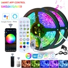 Умная светодиодная ленсветильник RGB SMD 28355050S, водонепроницаемая войлочная лента 5 м, 10 м, 12 В постоянного тока, управление музыкой, Wi-Fi, работает с Alexa Google Home