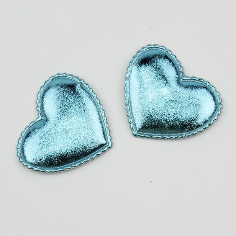 Light blue 21 шт. 4*4,5 см ПУ форма сердца мягкие аппликации для детского головного убора детский зажим для волос швейные принадлежности "сделай сам" Ремесло Украшение торговля - Цвет: Light blue