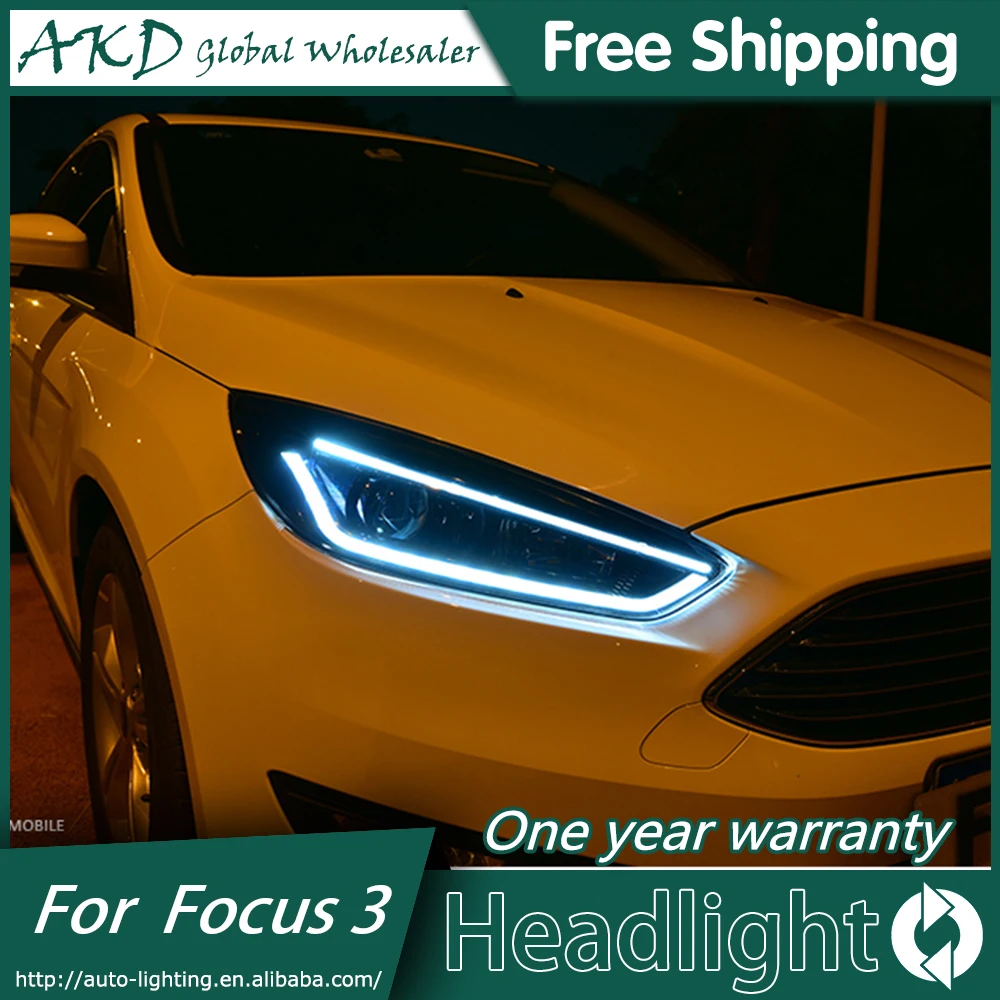 АКД стайлинга автомобилей для Ford Focus 3 светодиодный фары New2015 2018Focus DRL Bi Xenon