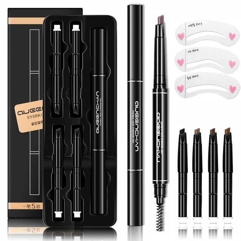 

8 Double-Headed Eyebrow Brushes Natural And Long-Lasting Waterproof Eyebrow Pencil With 4 Brushes Professional Eyebrow Crayon