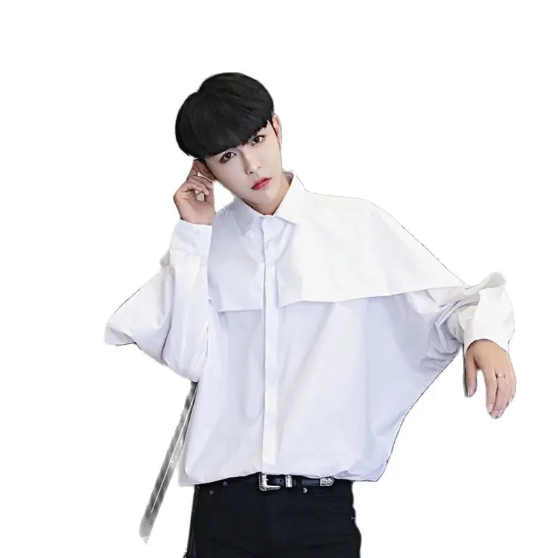 Мужская рубашка большого размера для ночного клуба сценическая блузка корейский