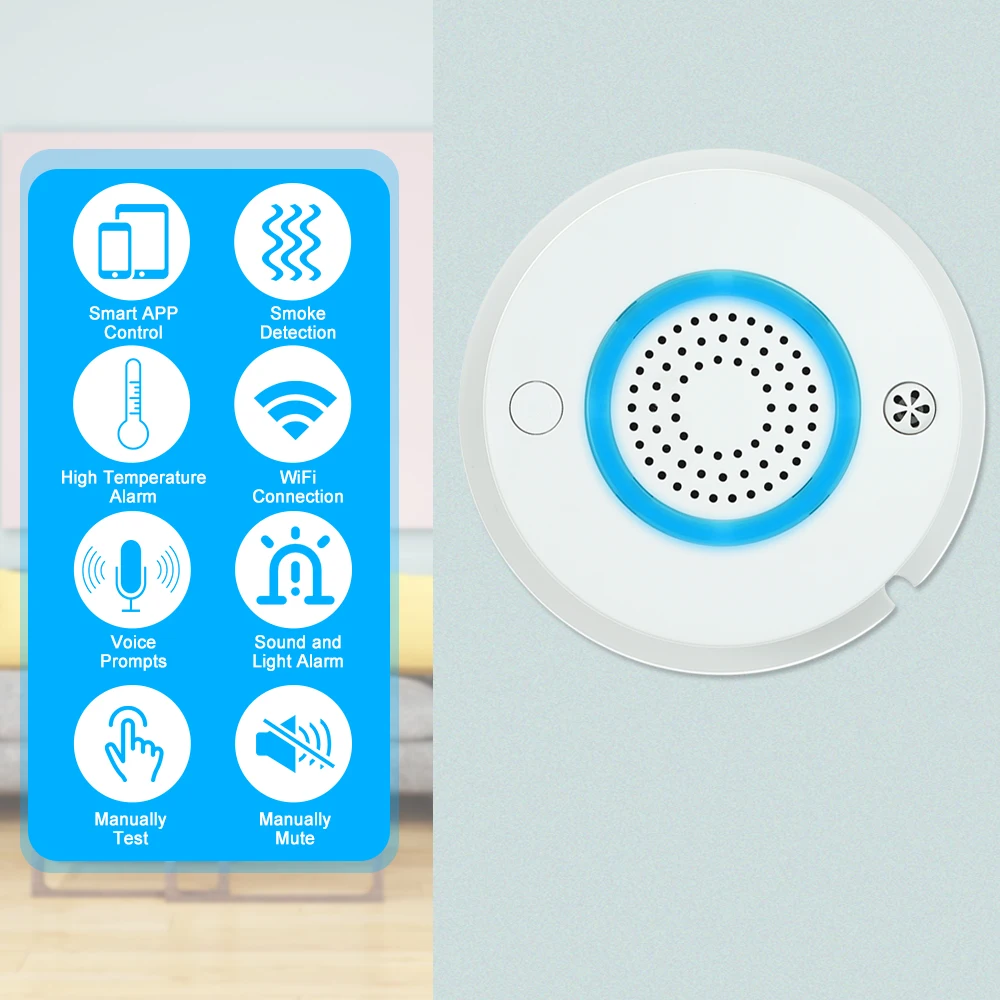 10 шт. Smart WI FI пожарный & Температура Сенсор Беспроводной дыма извещатель