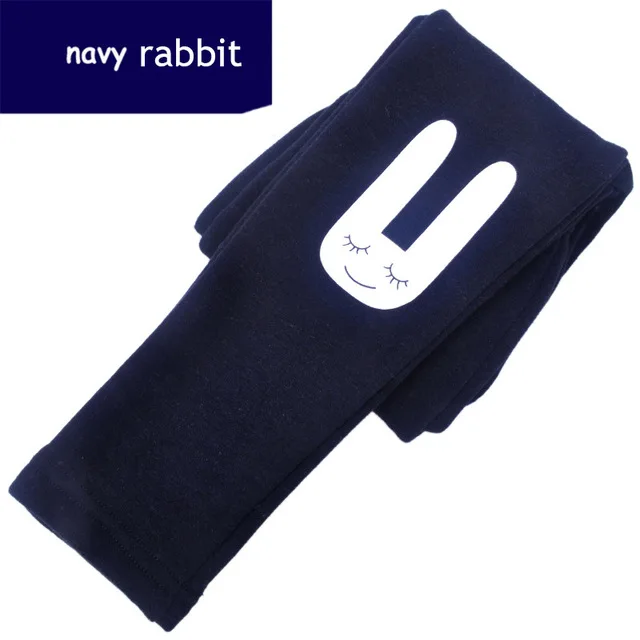 navy rabbit Зимние леггинсы для девочек; плотные теплые штаны; детские длинные брюки; детская облегающая одежда с героями мультфильмов; зимние леггинсы; От 4 до 14 лет для девочек - Цвет: navy rabbit