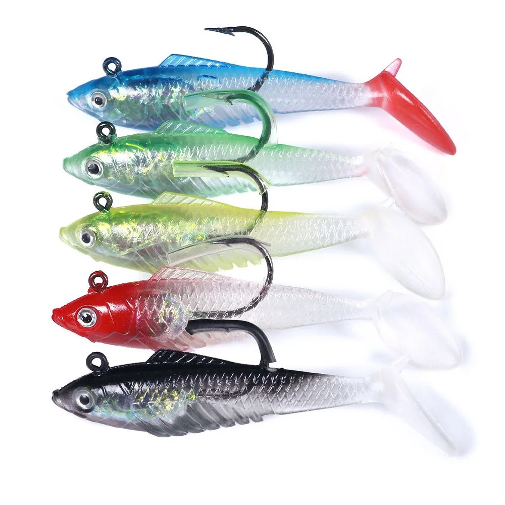 

5Pcs Soft Lure Sinking Fishing Wobbler 8cm 11.5g / 10cm 20g Swimbait Artificial Bait Bass Tackle Jigs Crankbait Fishing Tool