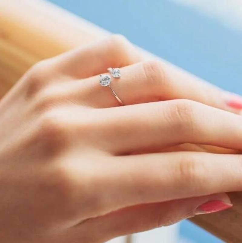 2 цвета красивое женское кольцо из чистой меди регулируемое инкрустированное