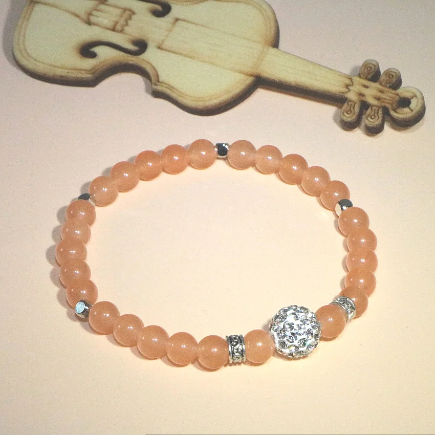 Модный браслет из натурального камня 6 мм с круглыми бусинами Jaspers Blue Sun Morganite Sapphires