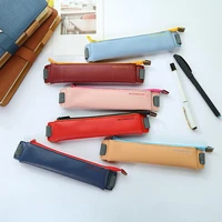 new luxury leather elastic buckle pencil case for book notebook fashion pen bag school pen case for office meeting easy carry
