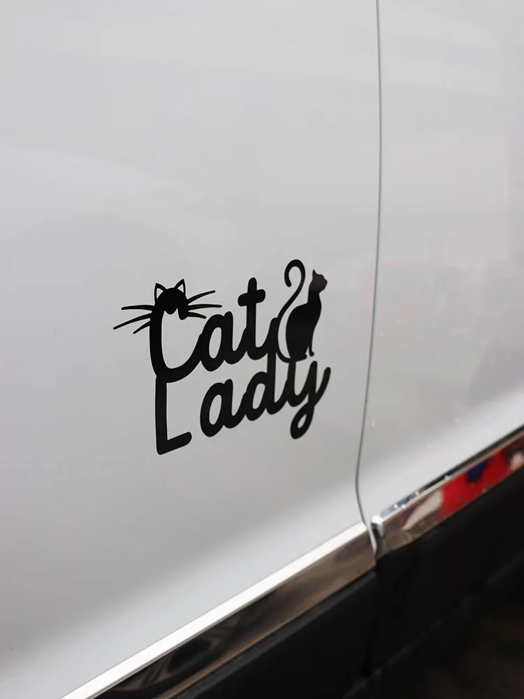 

ZTTZDY 17.8*12.1CM Cat Lady Car Decal Vinyl Sticker Bike Motorcycle Black/Silver ZJ4-0155