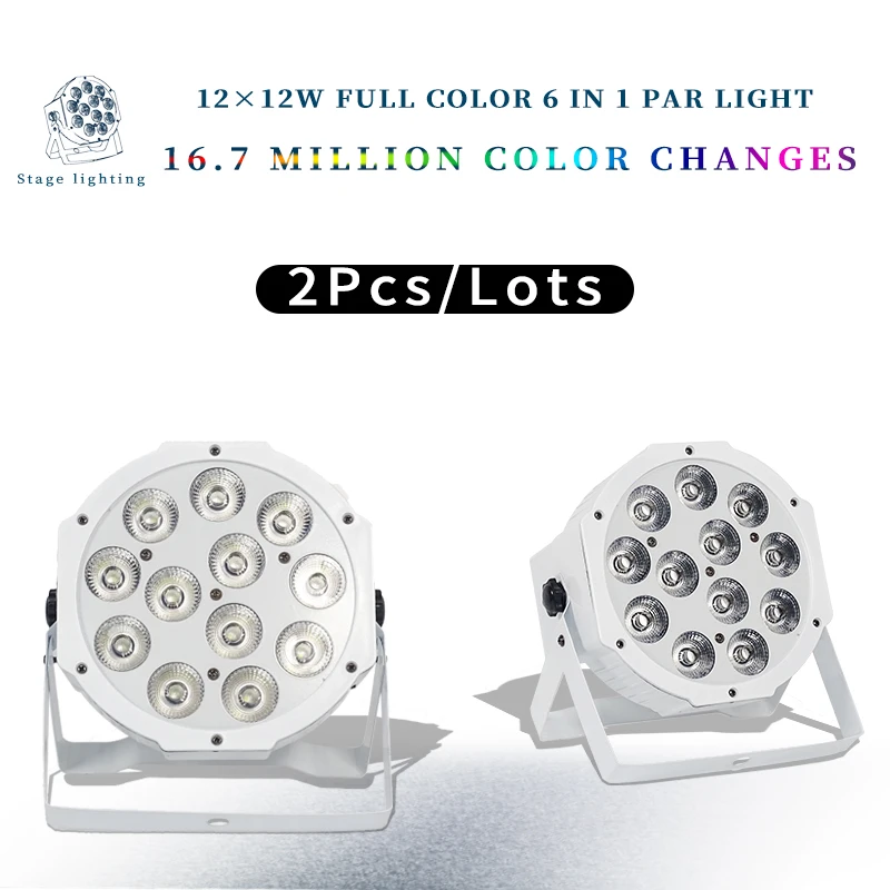 

2Pcs/Lots 12x12w Flat Par Led Flat White Led Par Light 4in1 RGBW Color Mixing DMX 4/8 Channels Stage Wash Lighting Dj disco