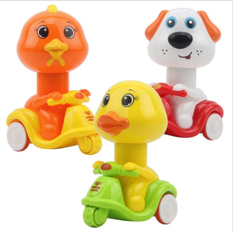 Животные утка собака мультфильм оттягивающие назад машины пластиковые колеса