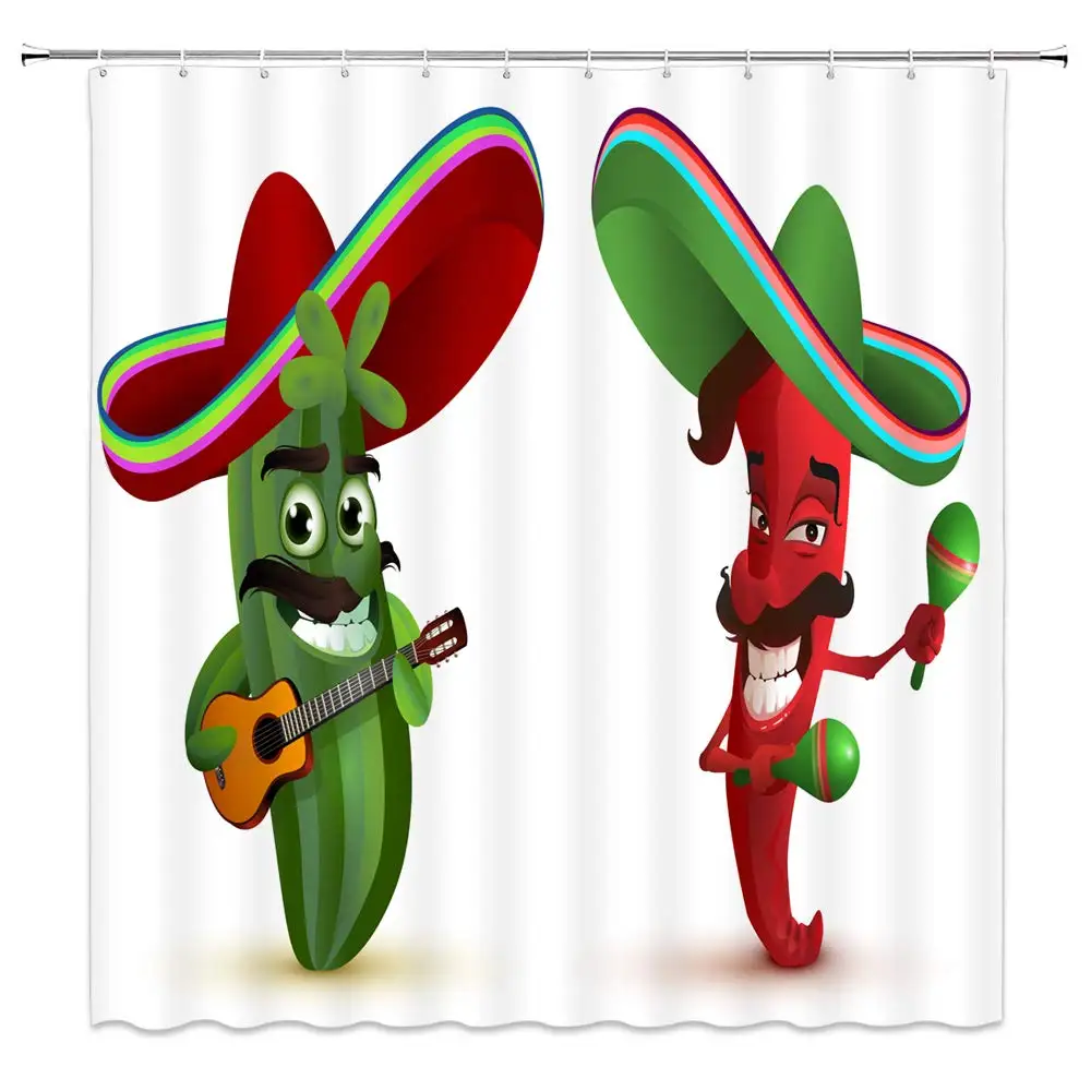 Мультяшный кактус чили шляпа с широким покрытием традиционный декор для ванной