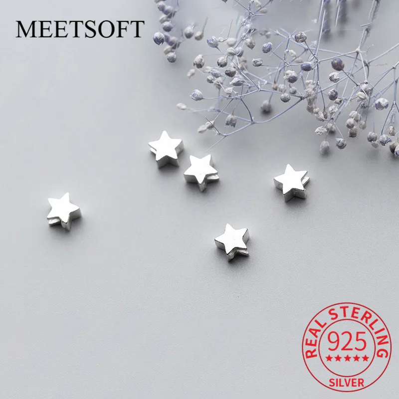 

MEETSOFT, модные искусственные Серебряные звезды, минималистичные объемные бусины, Подвески ручной работы, аксессуары для браслета