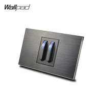 au us 2 gang with led light switch wallpad l3 black aluminum panel 11872mm piano design1 way 2 way 2 push button switch