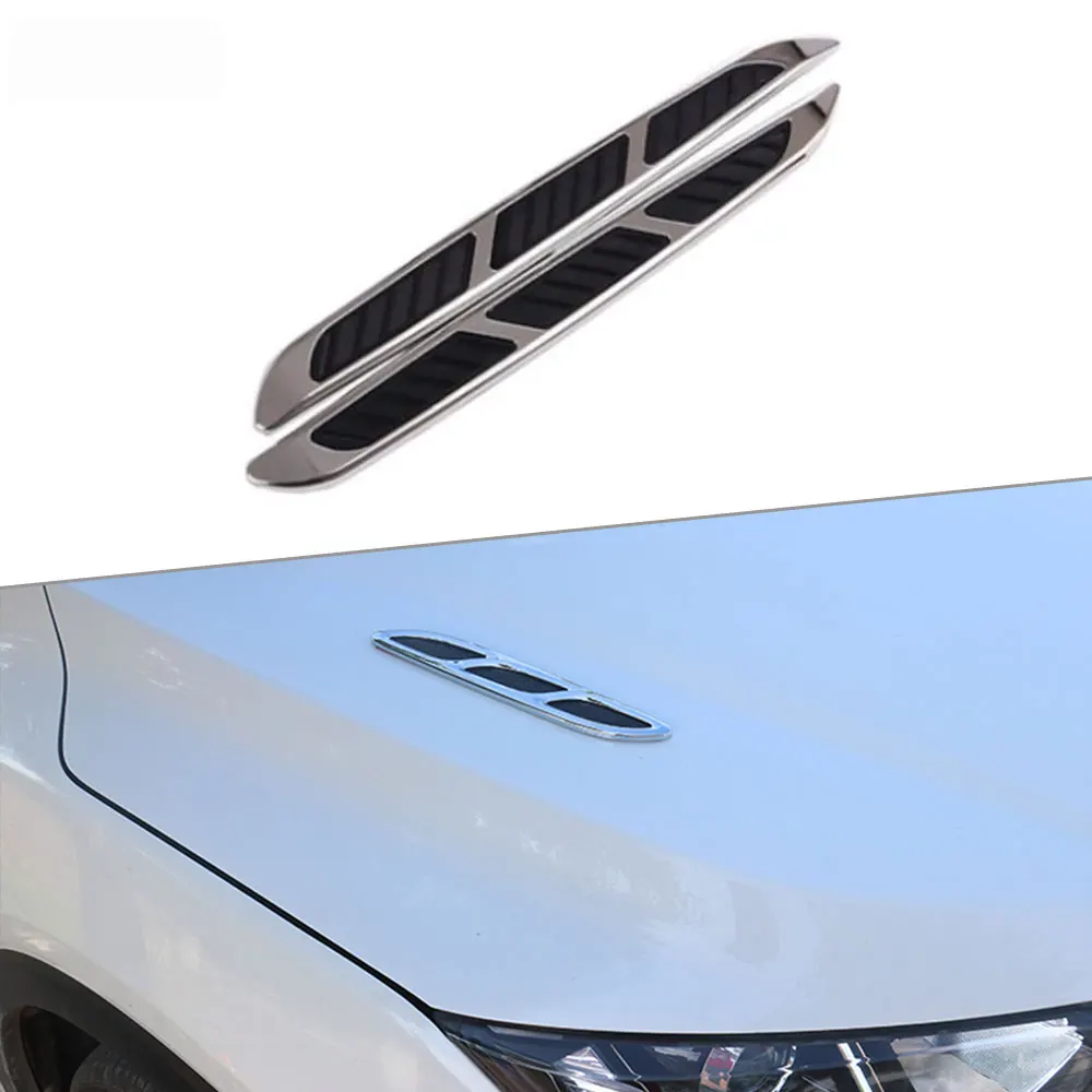 

2Pcs Universal Car Engine Hood Air Intake Flow Vent Fender Cover Decoration Shark Gill Stickers Fender Bumper Trunk 3D Sticker