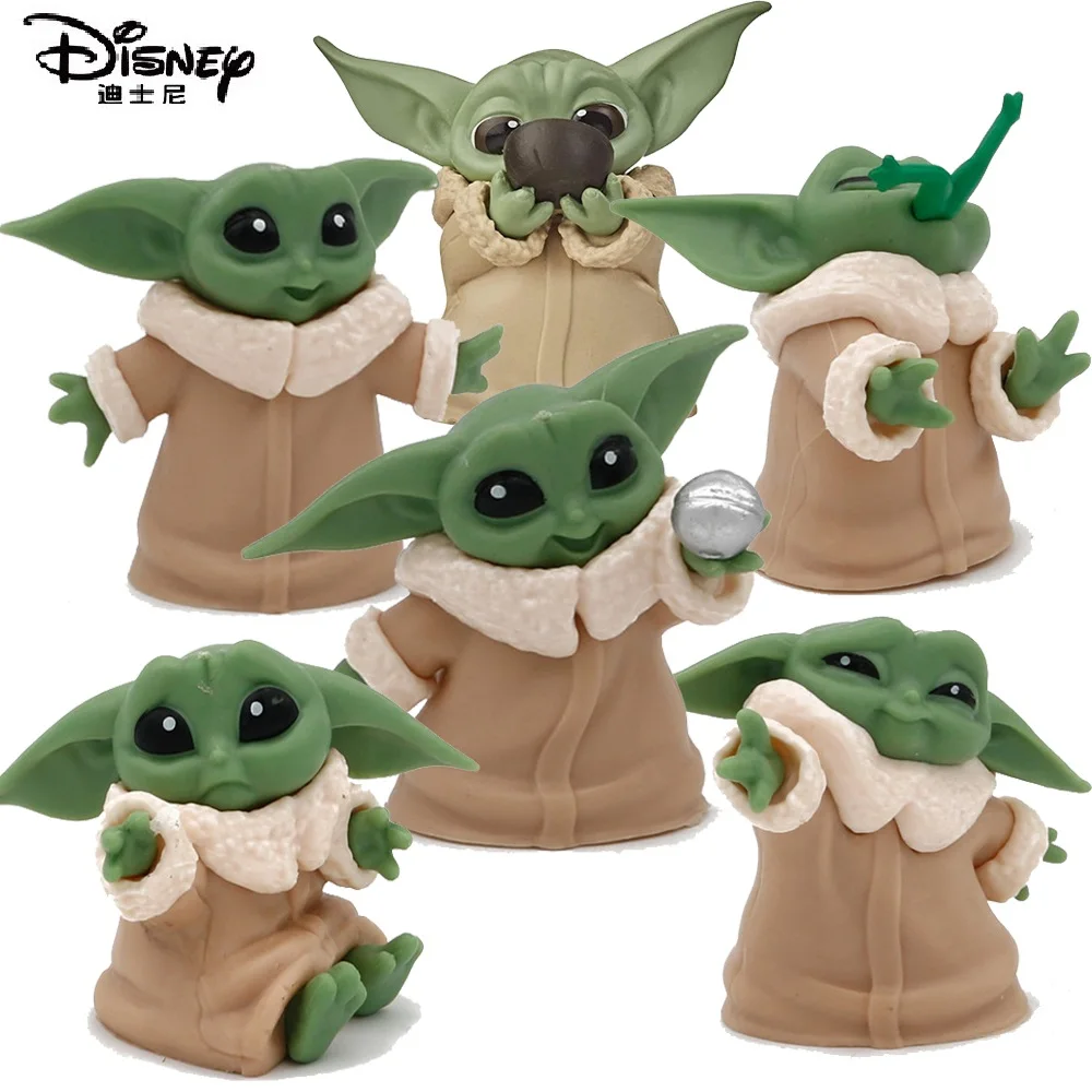 

6pcs/set Disney Baby Yoda Grogu Mandalorian Action Figure Toys 4.5-7.5cm Action Toys Star Wars PVC Action Figures Toy Gifts