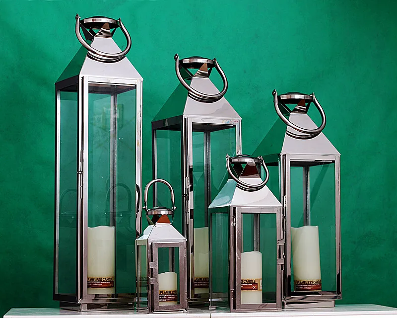 

European-style stainless steel candle holder wrought iron wind lantern candle holder home soft decoration ornaments decor