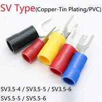 50pcs sv type wire spring terminal sv3 5 sv5 5 fork u y pvc insulate ferrules block spade cold press cable end crimp connector