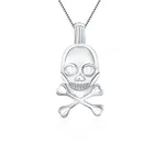 CLUCI 925 Стерлинговое серебро подвеска с черепом для женщин токсичный знак в форме серебра 925 жемчужная клетка медальон ювелирные изделия для Хэллоуина SC028SB
