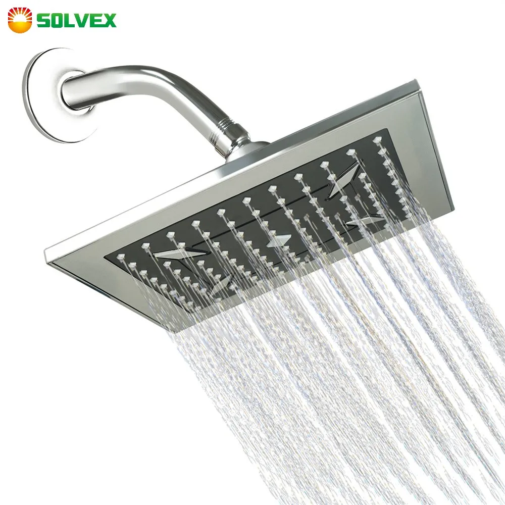 

8 дюймовая квадратная насадка для душа с защитой от засора, силиконовые насадки высокого давления для ванной, насадка для душа, полированная...